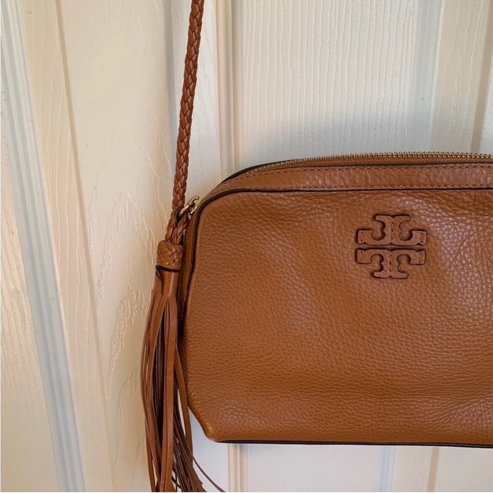 Tory Burch Brown Leather Shoulder Bag with decorative tassel & braided strap - Picture 10 of 10